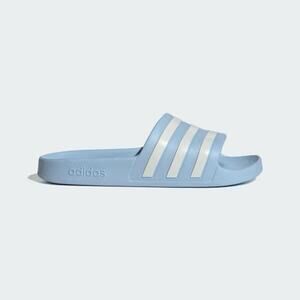Adidas Adilette Aqua Slides Woman’s Size 5 Light Blue & White Stripes Slip-On